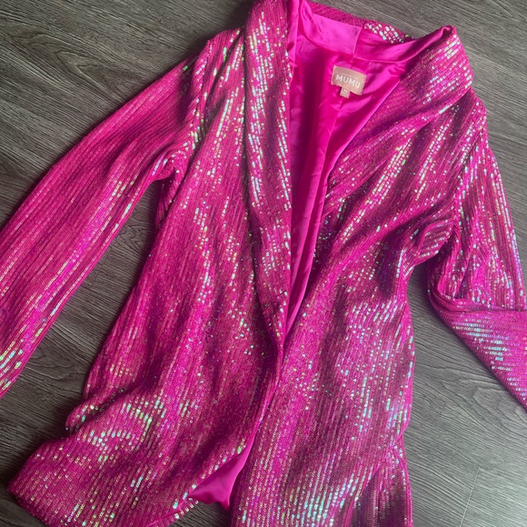 Show Me Your MuMu Jackets & Blazers - Show Me Your Mumu Sequin Pink Blazer